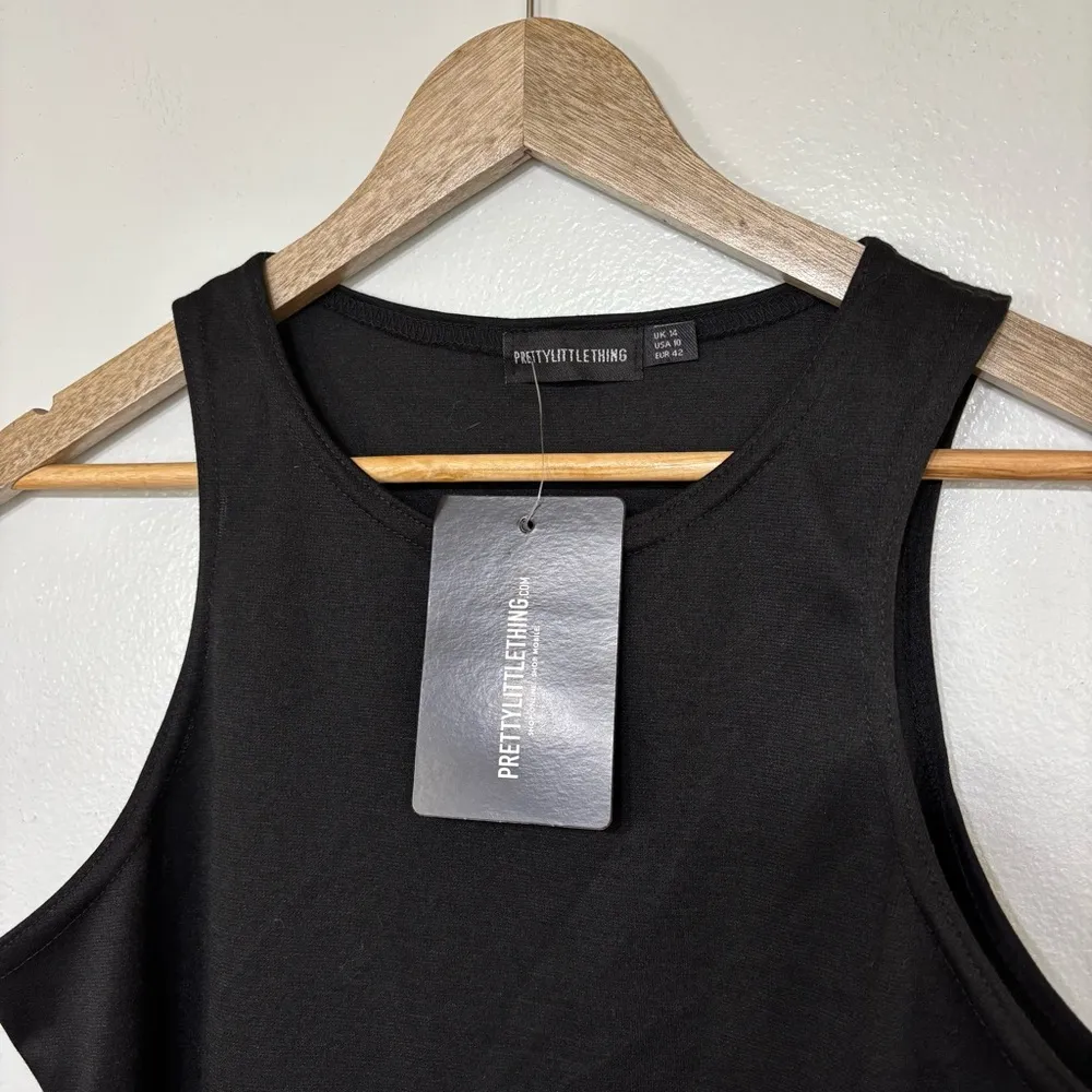 PrettyLittleThing Black Ponte Racer Back  Sleeveless Bodysuit NEW Size 10 - Image 2