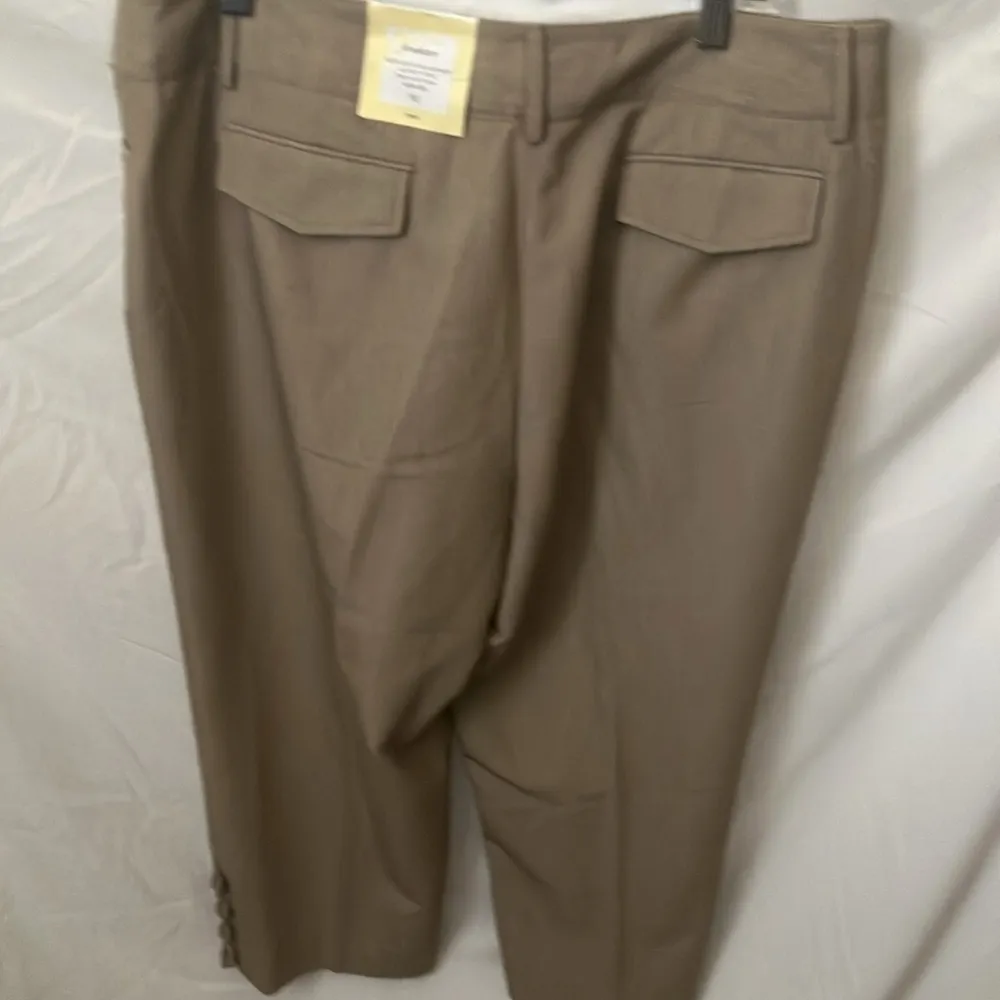DressBarn: Tan Khaki Cropped Pants- with buttons on side of pants- slim leg- 16 - Image 9