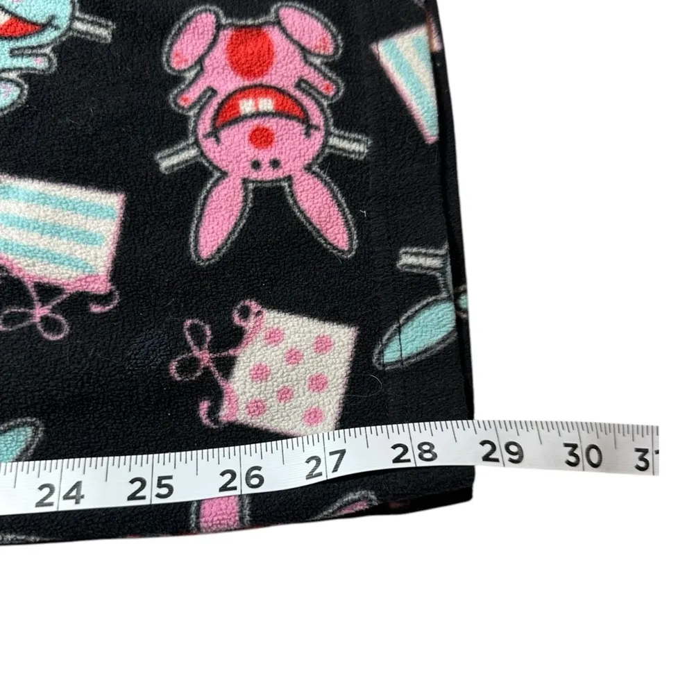 Vintage Y2K Happy Bunny Black Fleece Sleep Pajama Pants Medium - Image 8