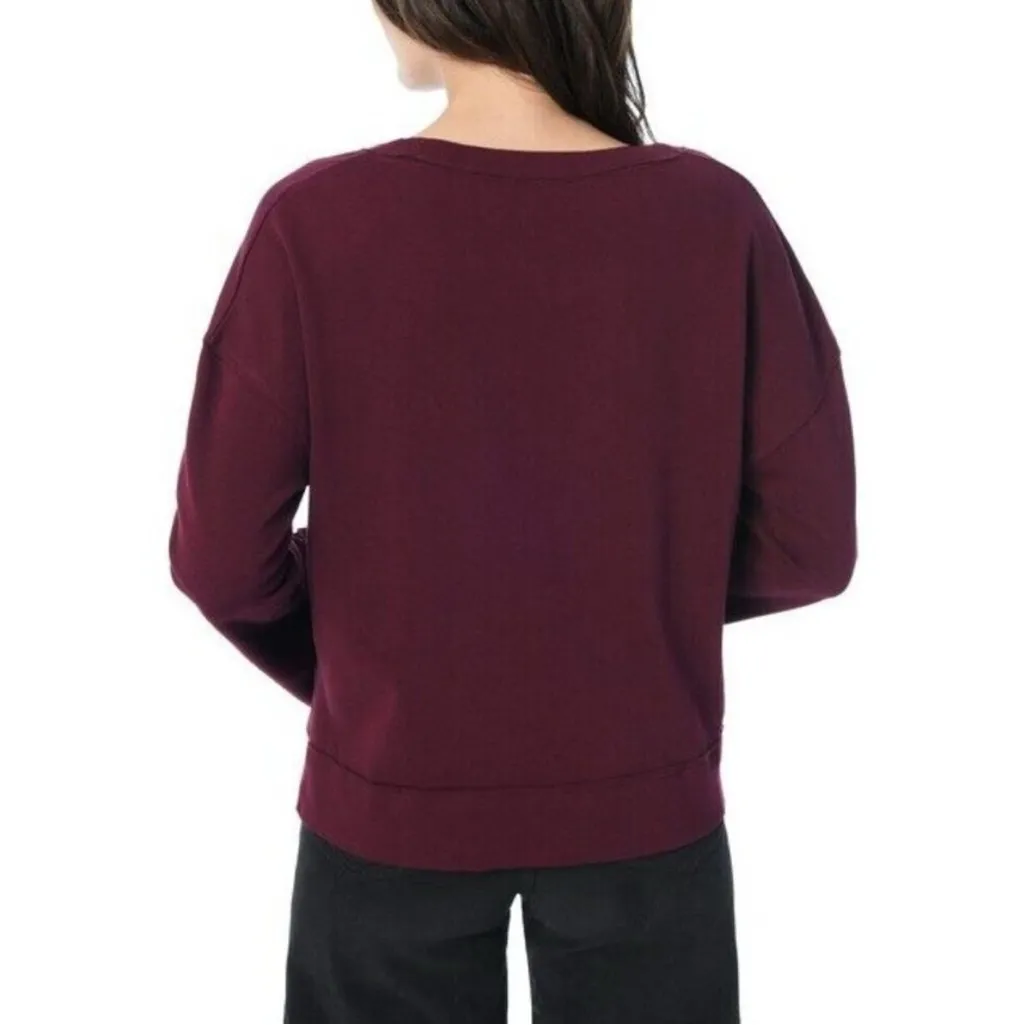 SD Collection Maroon Sweatshirt with Studded Sleeves Red - Image 2