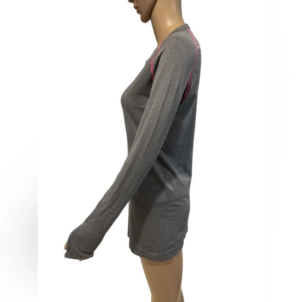 Lululemon Swiftly Tech Top Womens 10 gray /pink Long Sleeve Shirt - Image 3