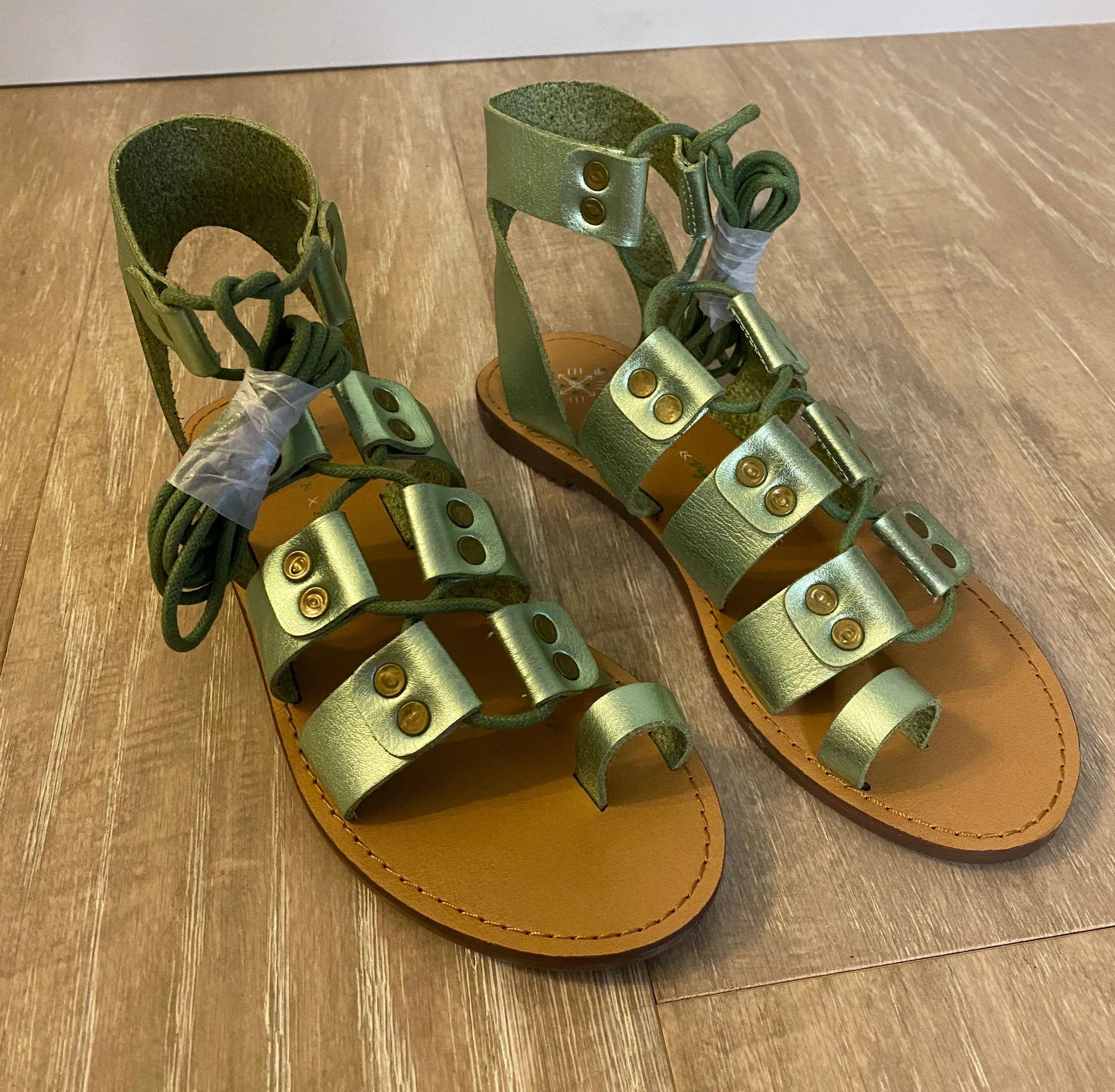 mica seafoam mint green strappy lace up gladiators 7 - Image 2