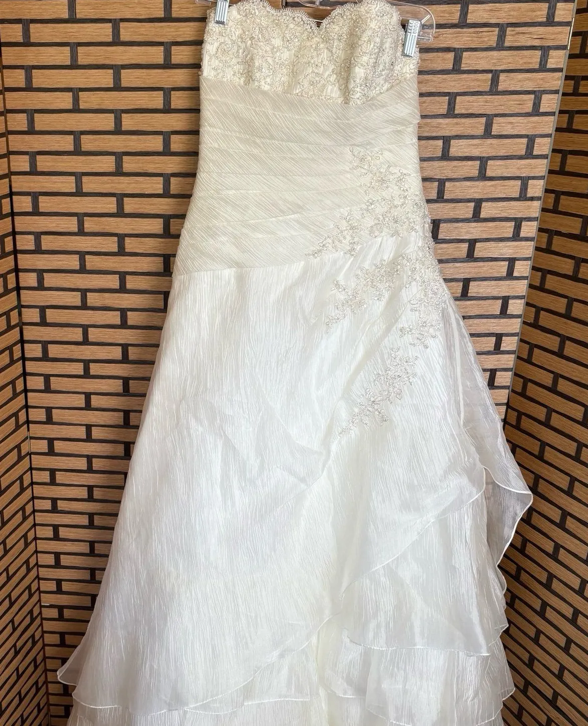 Mori Lee By Madeline Gardner White Strapless Wedding Dress Size 12 - Image 1