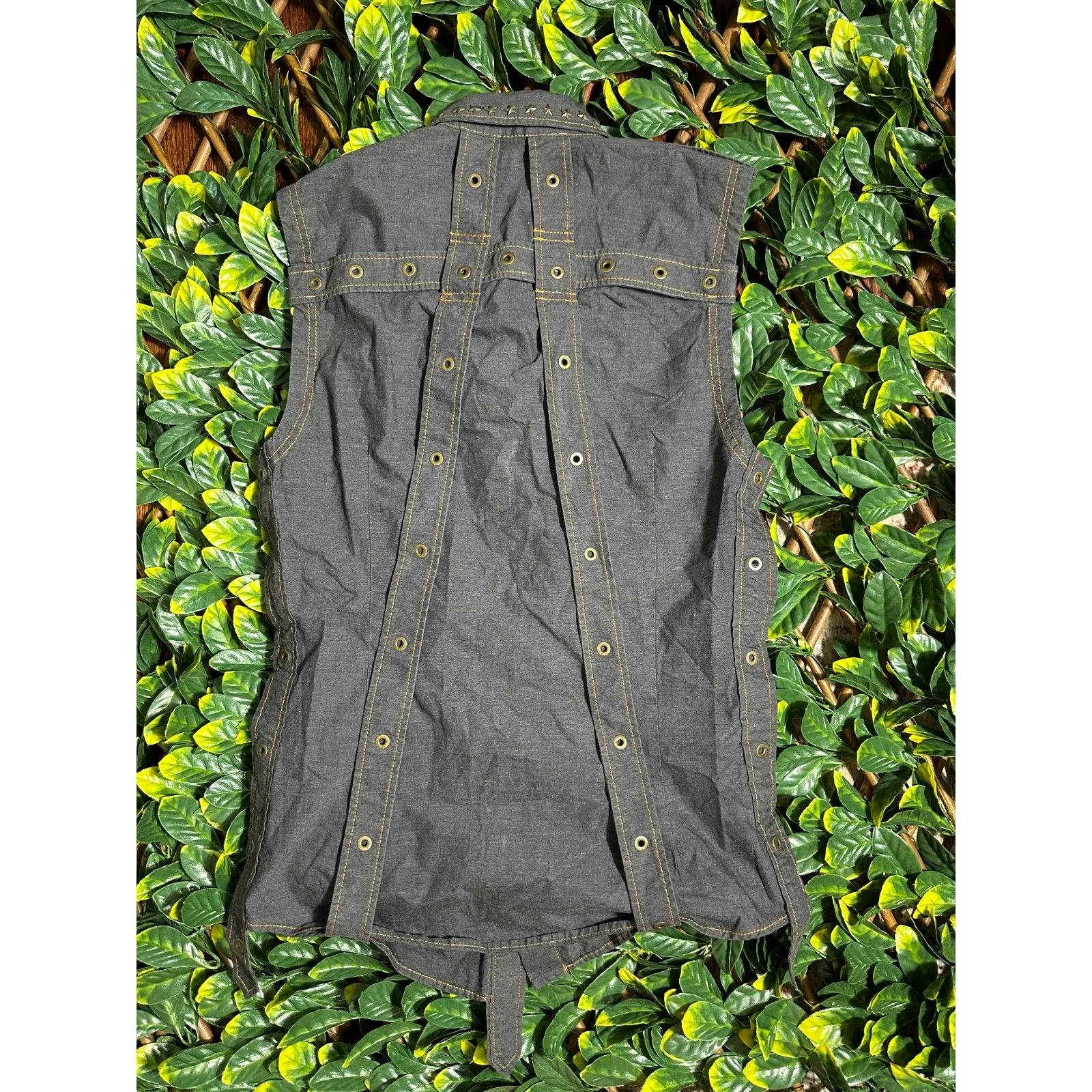 SUPER RARE Frankie Morello Denim Bondage Vest Size Medium Blue - Image 4