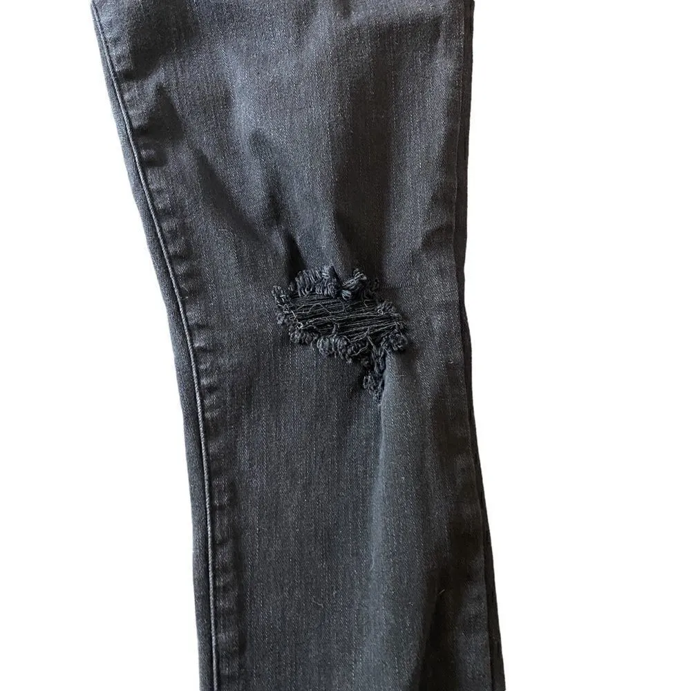 Judy Blue SKinny Jeans black distressed raw hem Slim fit size 26 - Image 4