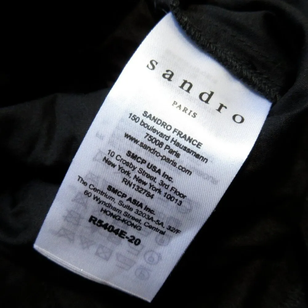 NWT Sandro Lidwine in Black Cotton Poplin Lace-Trimmed A-Line Dress 36 / US 4 - Image 3