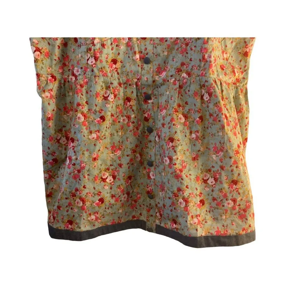 Zenobia Women’s Floral Smock Top Spaghetti Straps Multi Green Cottagecore NWT - Image 5