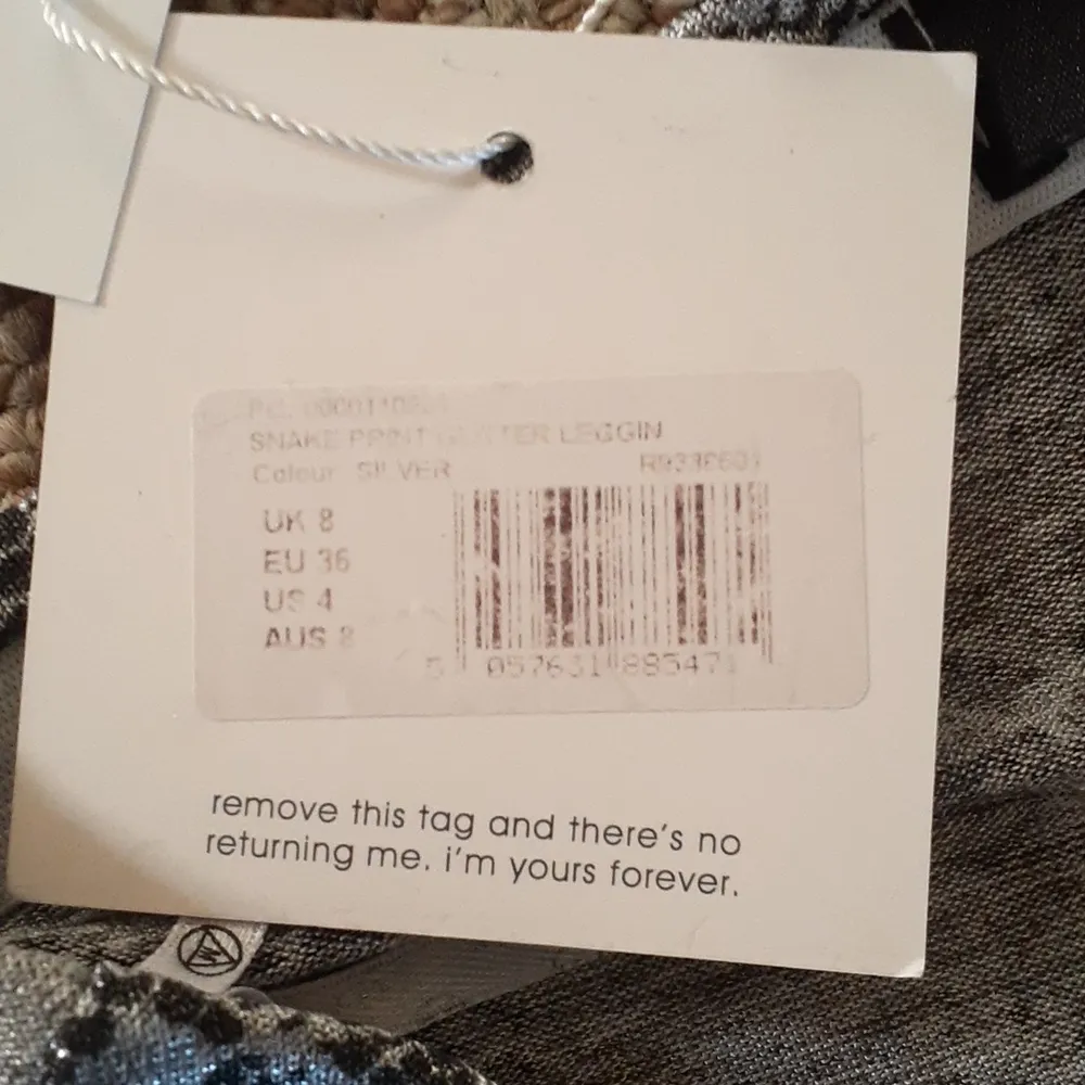 Missguided Snake Print Glitter Silver Leggings SIZE 4 - Image 4