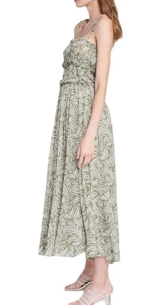 NWOT En Saison Sole Abstract Print Midi Sundress green white Sz S - Image 3