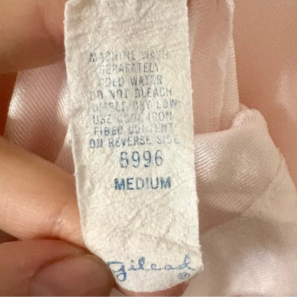 GILEAD Vintage Pink Sheer Nylon Long Nightgown Lingerie Size M - Image 6