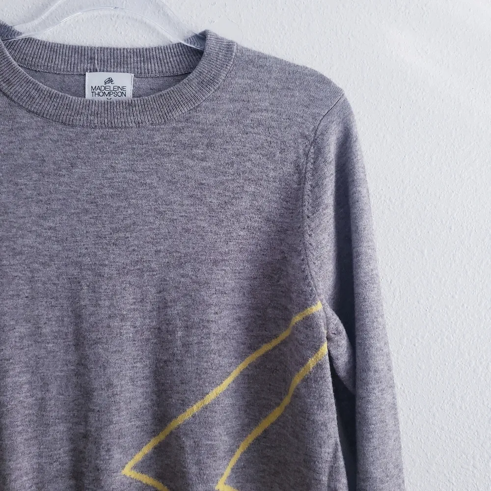 Madeleine Thompson X Aqua Lightning Bolt Crew Neckline Lightweight Sweater Yellow - Image 3