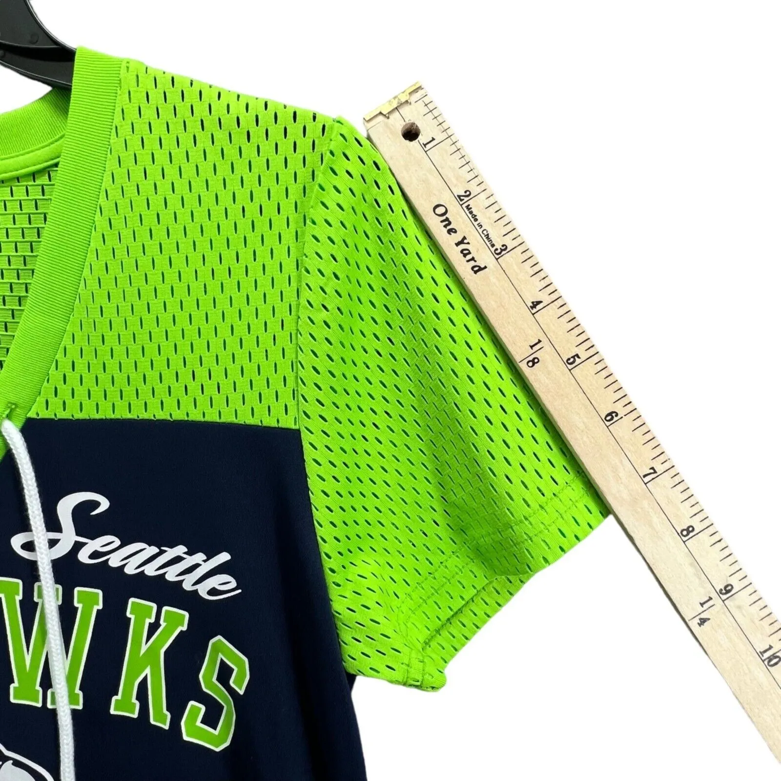 Seattle Seahawks NFL Shirt Womens M Blue Green Lace Up Team Apparel Top Football - Image 9