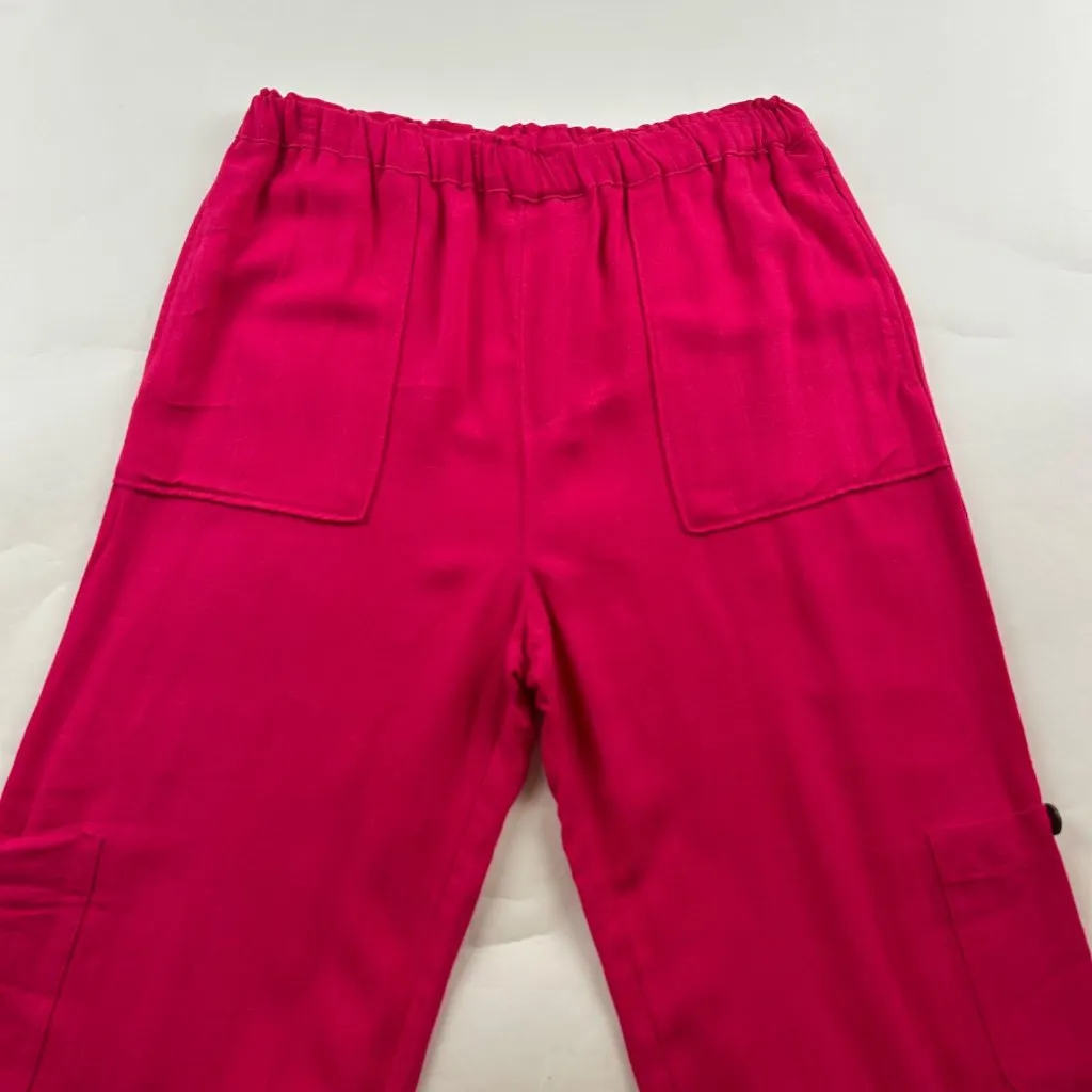 Love Tree Hot Pink Linen Blend Cargo Harem Pant M - Image 2