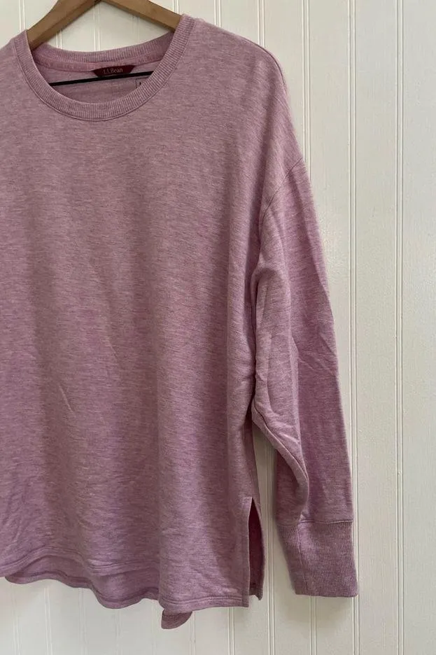L.L. BEAN Women's SoftFlex Crewneck Dolman Sleeve Pullover Lilac Heather Size S - Image 5