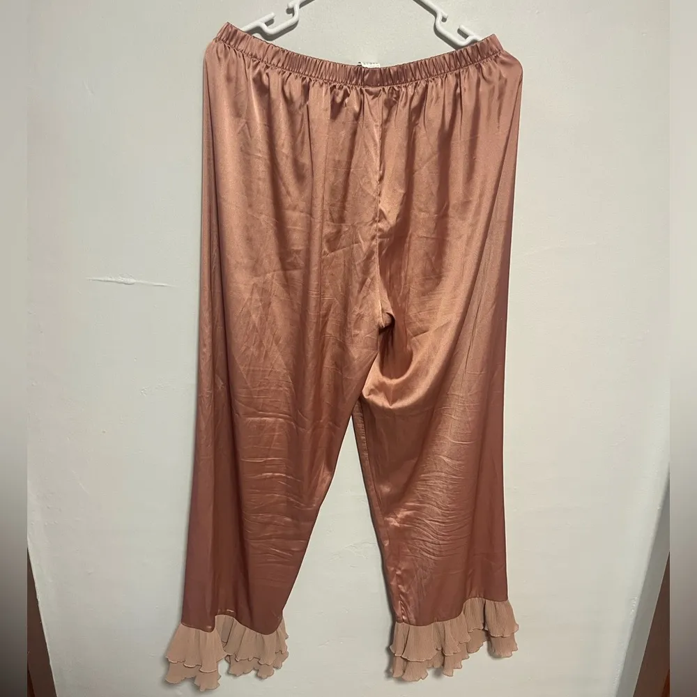 Verdusa Women’s Satin Ruffle Pajamas Orange Size XL - Image 5