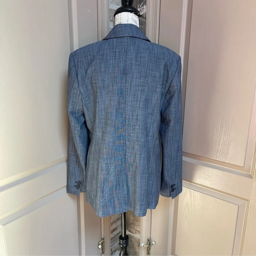 Halogen - Blue White Single Button Lined Blazer Sz 14 - Image 4