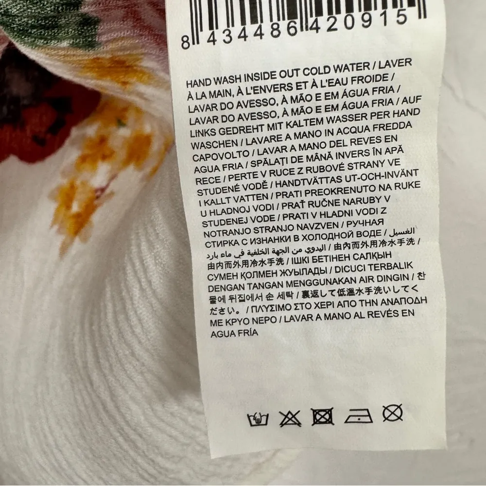 Desigual Cream Orange Striped Floral Crochet Tank Womens XS Boho Beachy Blouse - Image 6