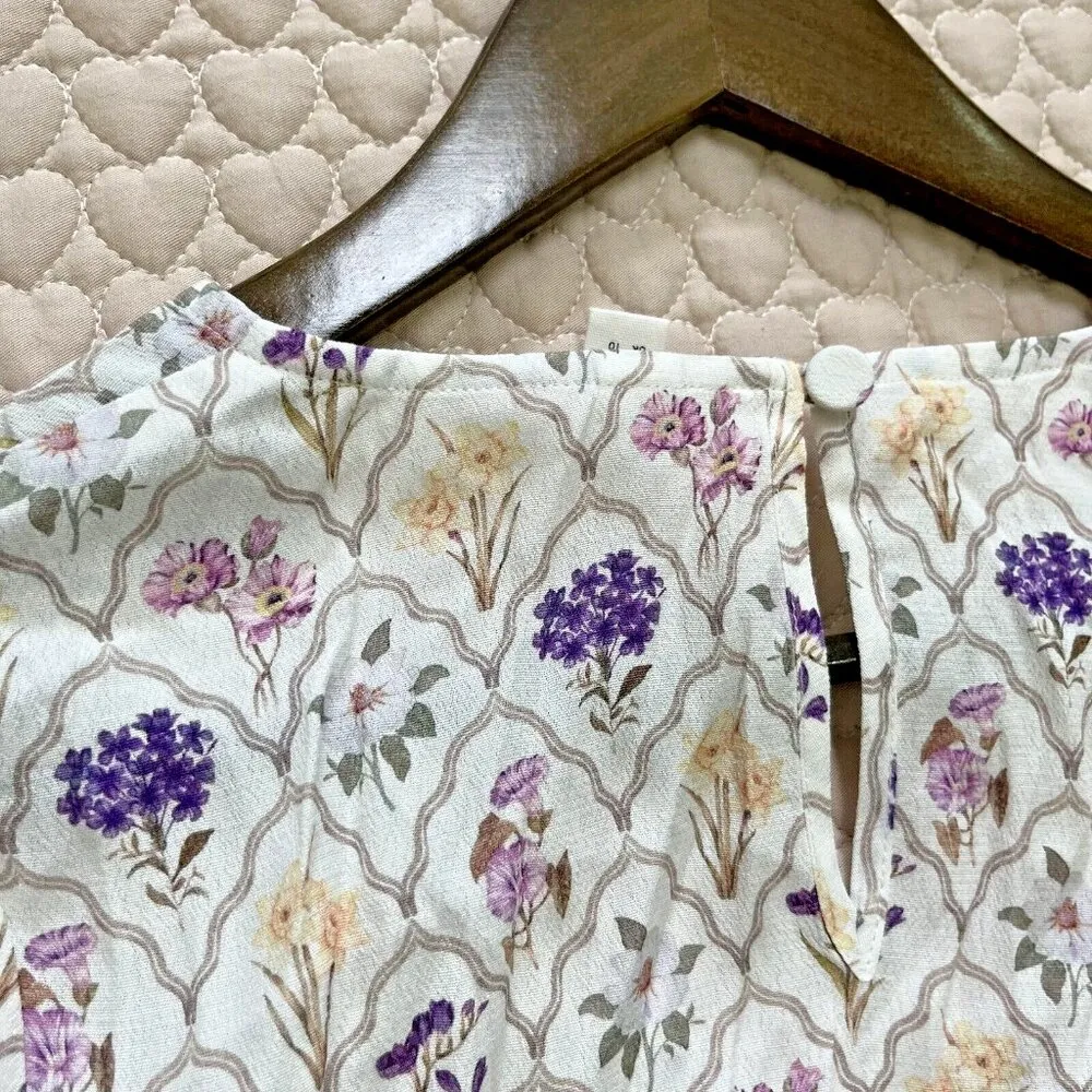 NWOT Anthropologie Kivari Dress Size 6 Midi Blouson Sleeves Boho Purple Floral - Image 7