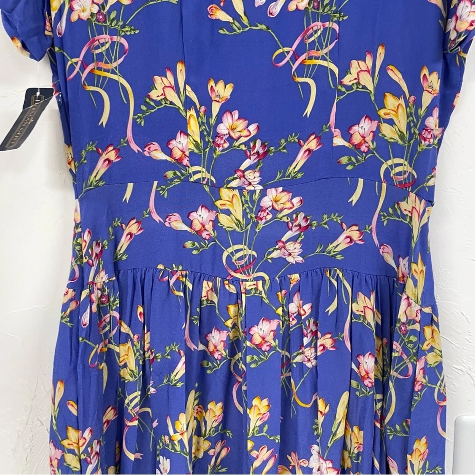 Vintage Herman Geist Blue Floral Print Blazer & Maxi Dress 2 Piece Matching Set Size 8 - Image 14