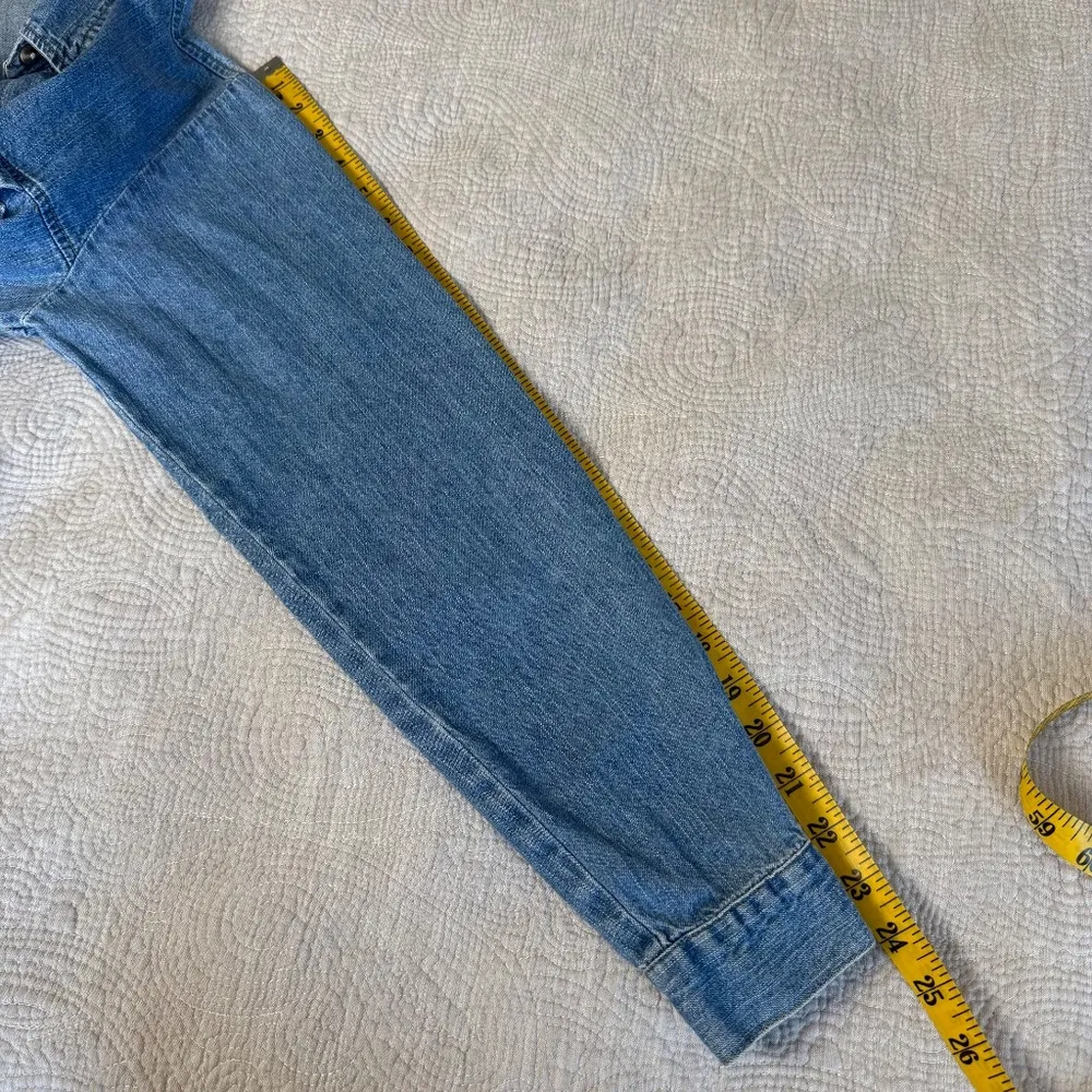 Vintage Maurices Denim Shirt Womens Large Jeans Button Down Top Blue Long Sleeve - Image 7