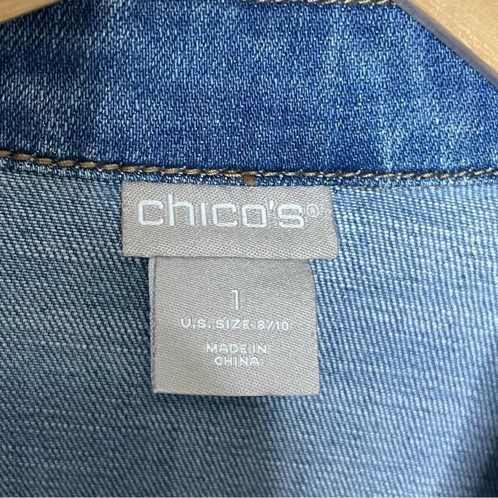 Chico’s Floral Jean Jacket Sz 1 (M) 633 - Image 6