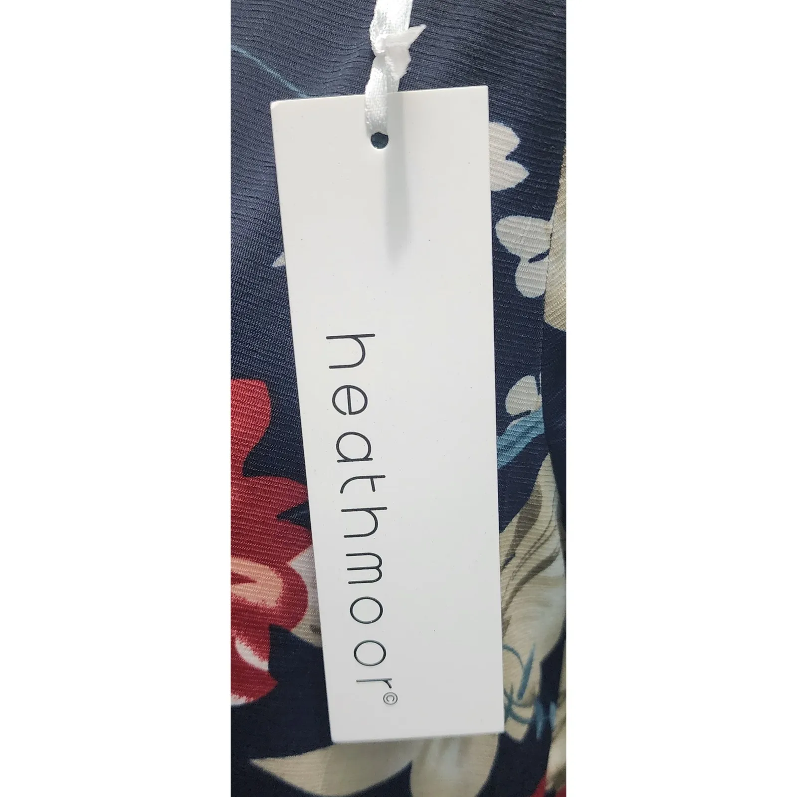 Heathmoor Floral Print Midi Dress Womens Large Navy‎ Red White Casual Blue - Image 2