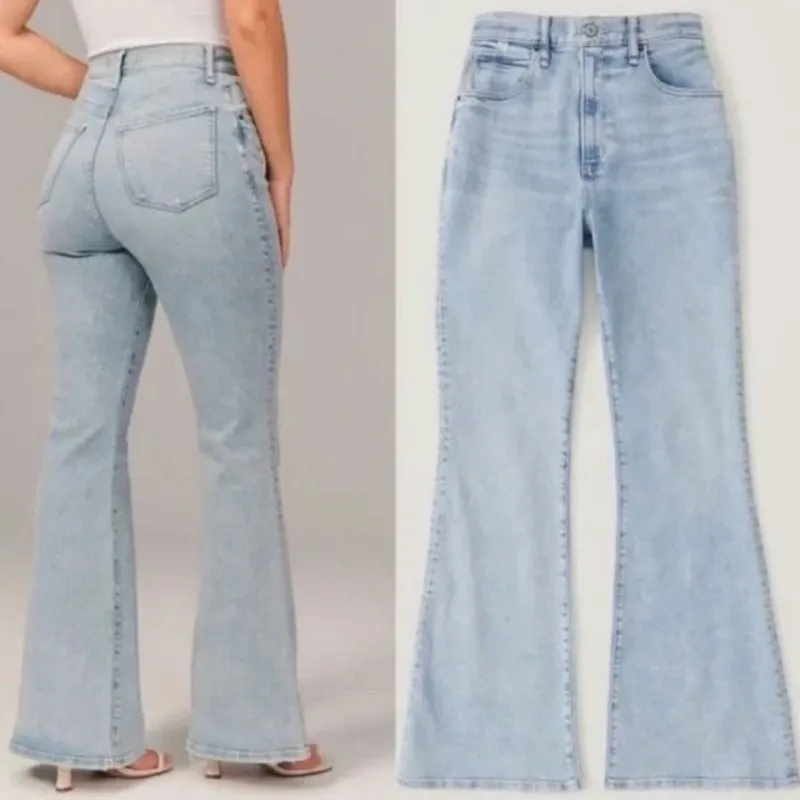 Abercrombie & Fitch The Flare Ultra High Rise Jeans Size 33/16 Short Curve Love - Image 2