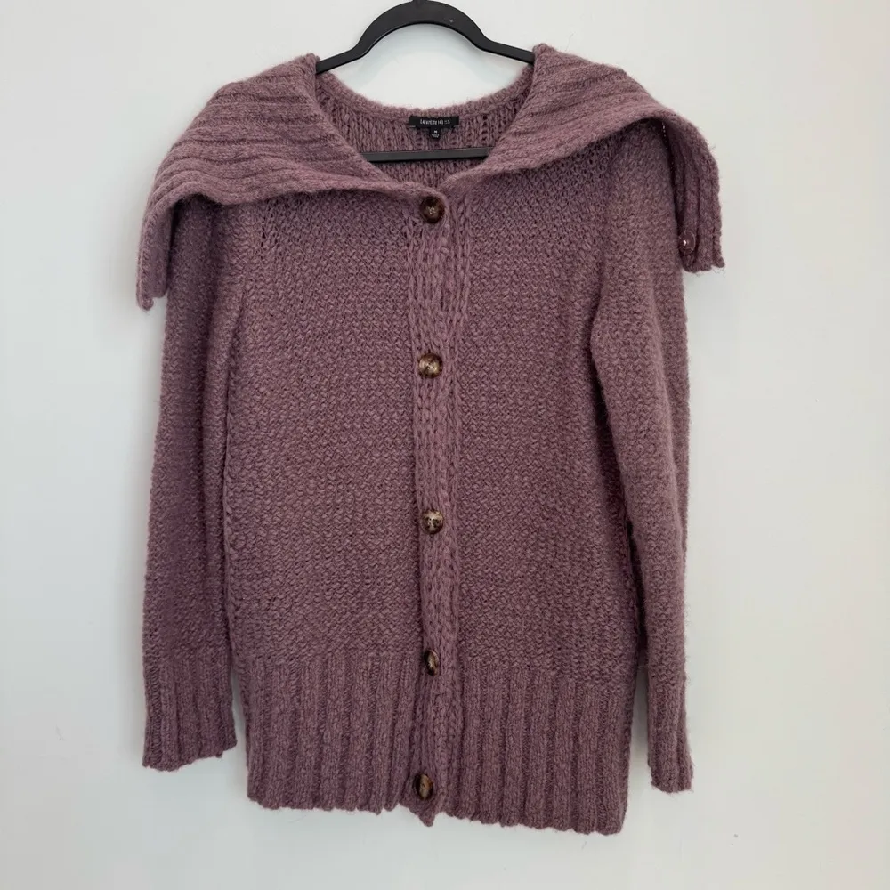 LAFAYETTE 148 Alpaca Virgin Wool Button Down Knit Purple Cardigan size M Size M - Image 2