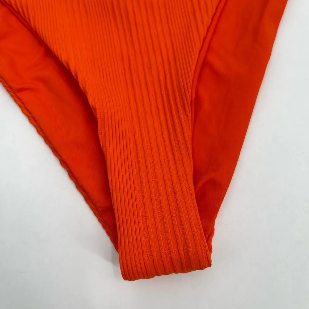 NEW L*SPACE Bikini Bottoms Size Large Cabana Orange Bitsy Cut NWOT Poppy Stripes - Image 10