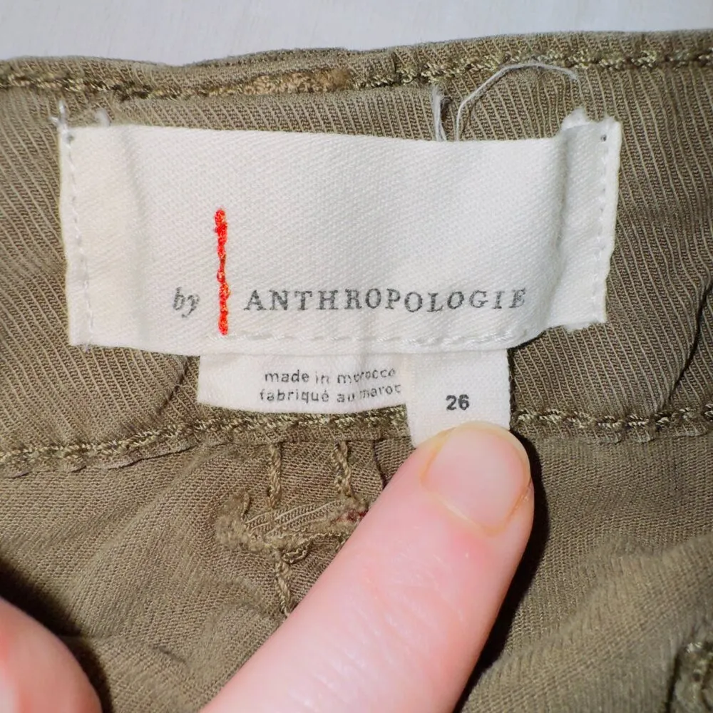 Anthropologie Women's Olive Green High Rise Cargo Jogger Pants size 26 - Image 2