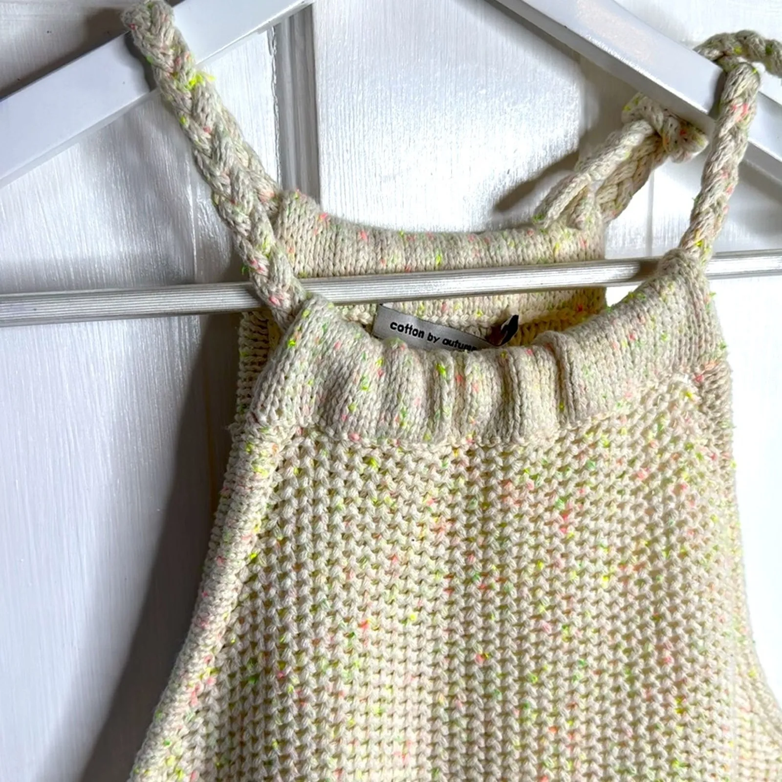 Cotton by Autumn Cashmere Knit Sweater Braided Tie Tank Top W1834 Sz S - Image 2