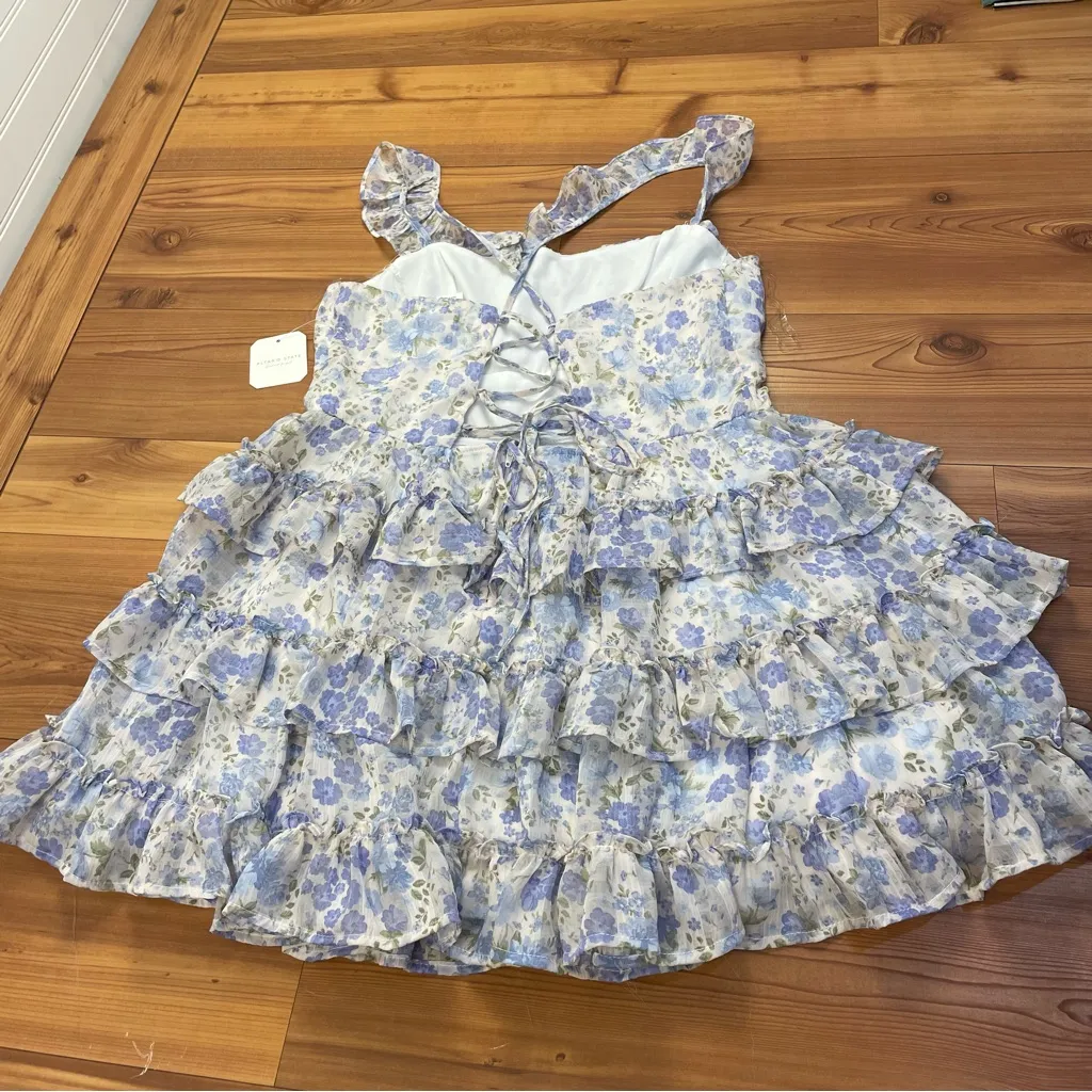 Altard State Sydney Mini Tiered Ruffle Fit & Flare Dress Flutter Sleeve XL FLAW - Image 5