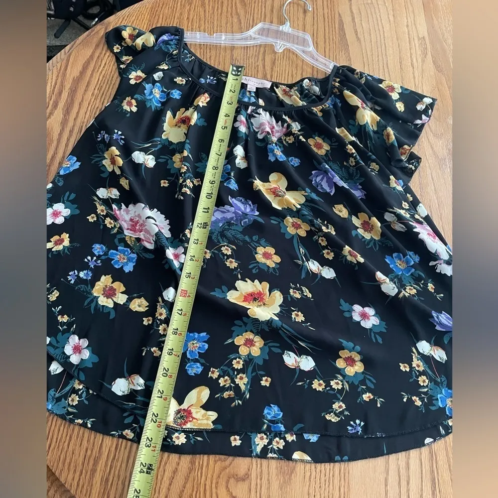 Philosophy Floral Print Blouse Fluter Sleeve Loose Fit Spring Whimsical Size L - Image 9
