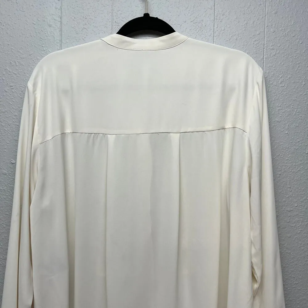 H&M Perforated Cream Tunic Top Womens Large Party Business Career Quiet Luxury - Image 7