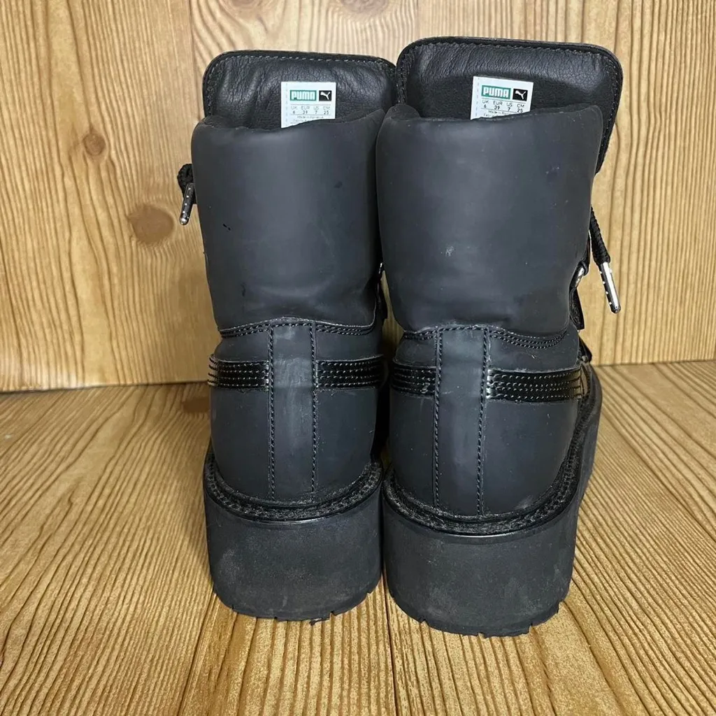 Puma x Fenty by Rihanna SB Black eyelet sneaker platform boots M7 W8 rare Size 8 - Image 3