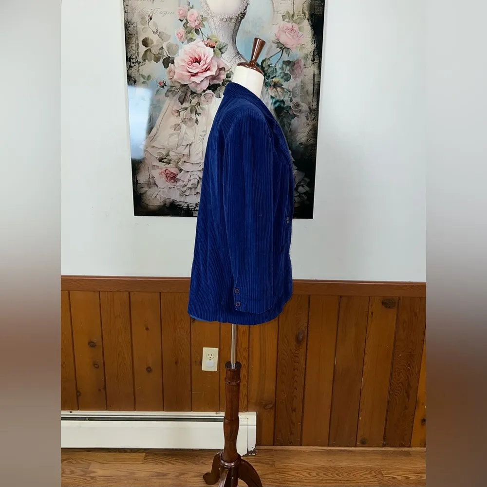 Awesome Vintage 1980s/90s S.B. II Wide Wale Corduroy Blazer! Blue - Image 4
