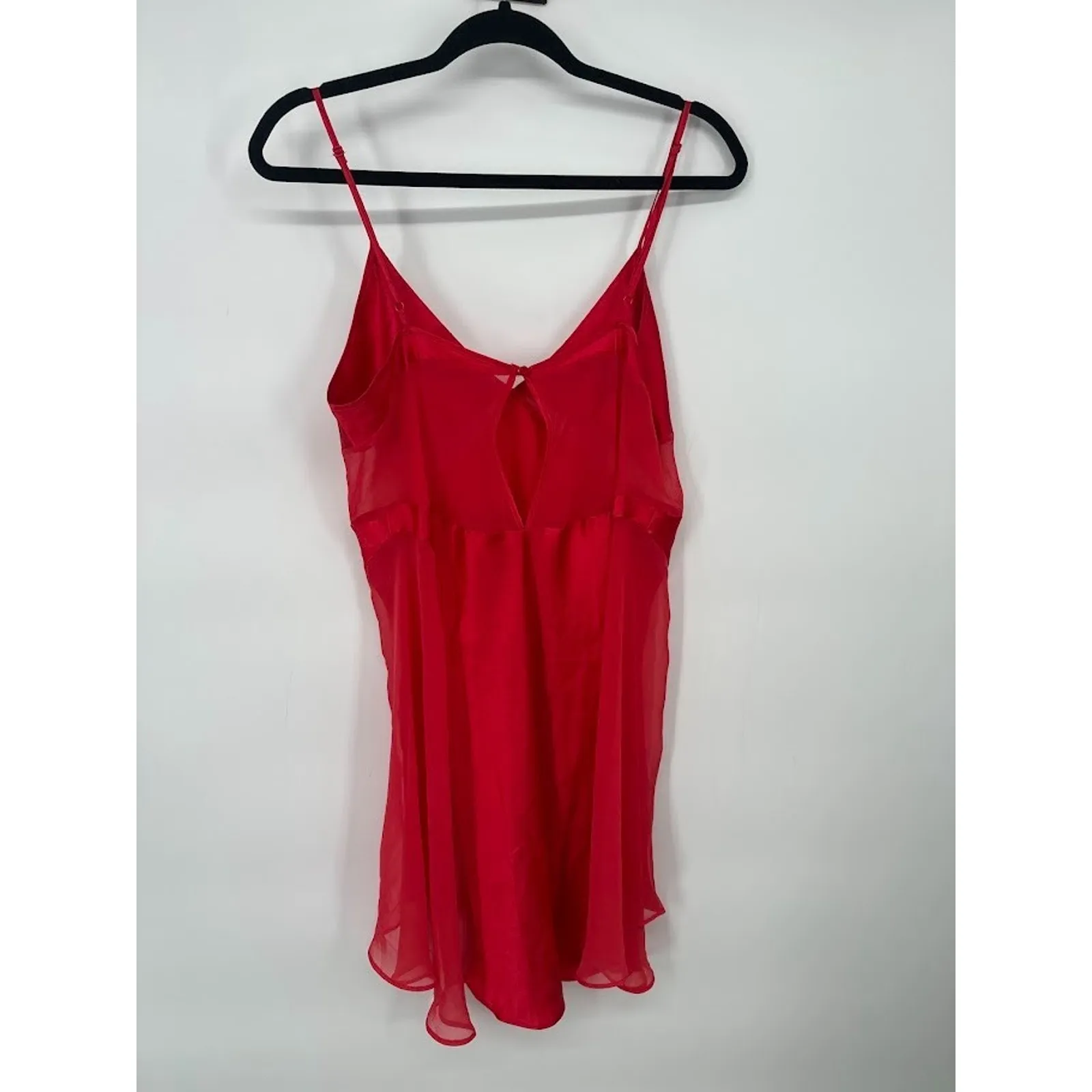 Vintage Y2K Victorias Secret Red Satin Mesh Babydoll Nightie Gown Sexy Large - Image 5