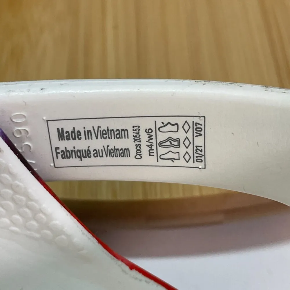 Crocs Men 4 Women 6 Classic Clogs Tie Dye White Rubber Slip On Comfort 205453 - Image 10