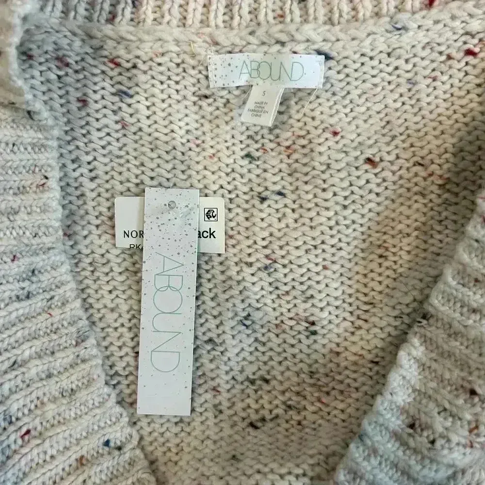 NWT Abound Nordstrom Weekend V-Neck Flecked Pullover Sweater Ivory Confetti S - Image 5