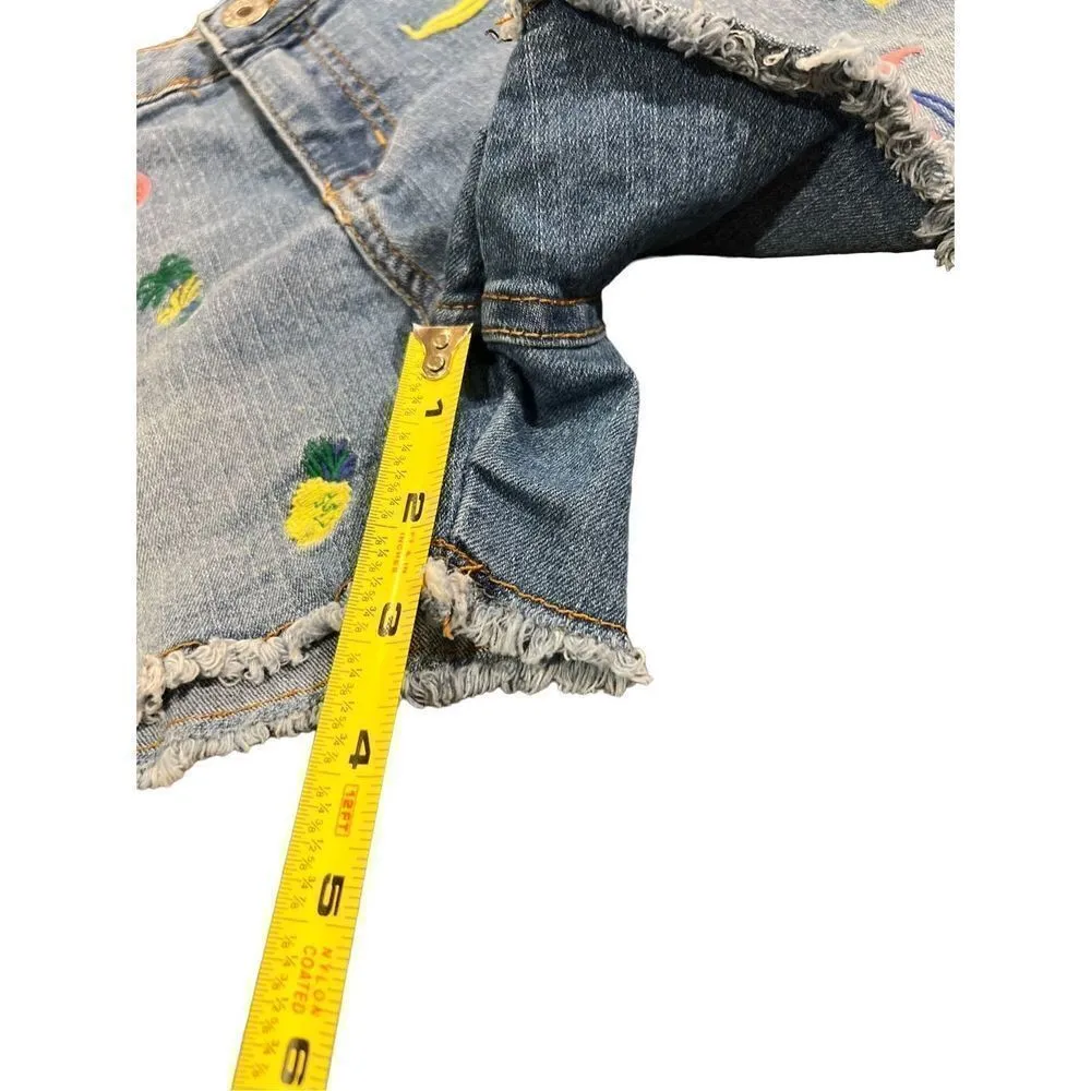 Lucky Brand flamingos pineapple watermelon embroidered jeans  shorts - Image 9