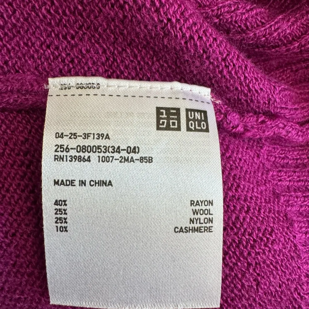 Magenta Rayon/Cashmere Blend Hooded Cardigan EUC - Image 3