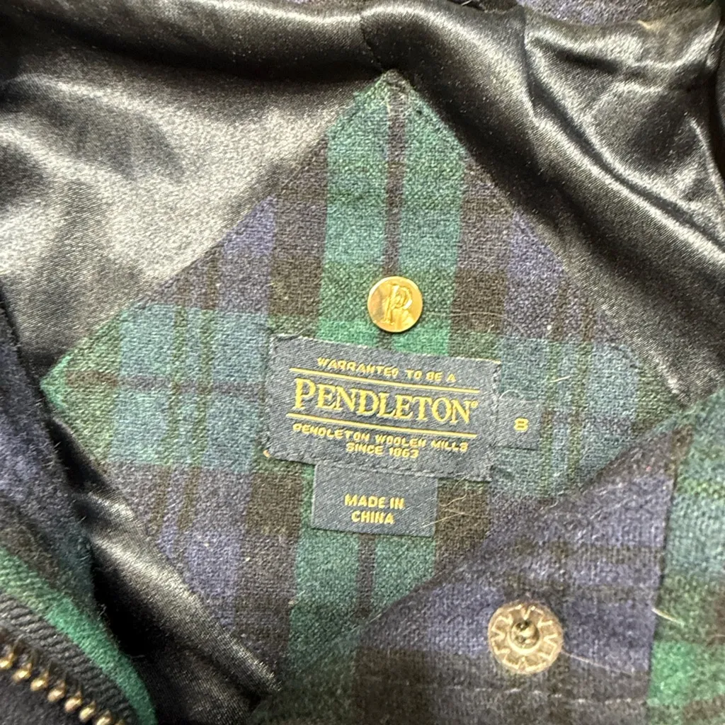 Pendleton Blue Virgin Wool Hooded Toggle Button Coat Women’s 8 - Image 10