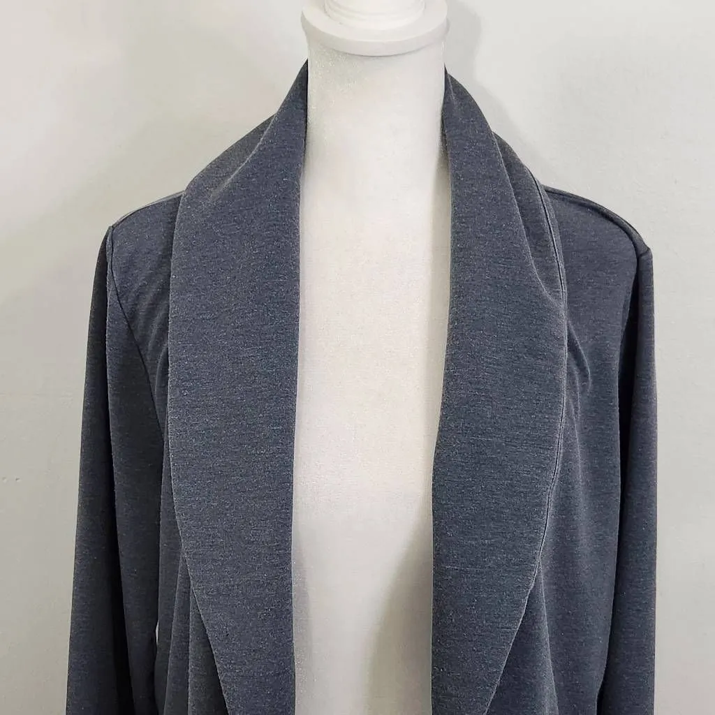 AnyBody Washed French Terry Dark Blue Shawl Collar Jacket Size XS - Image 2