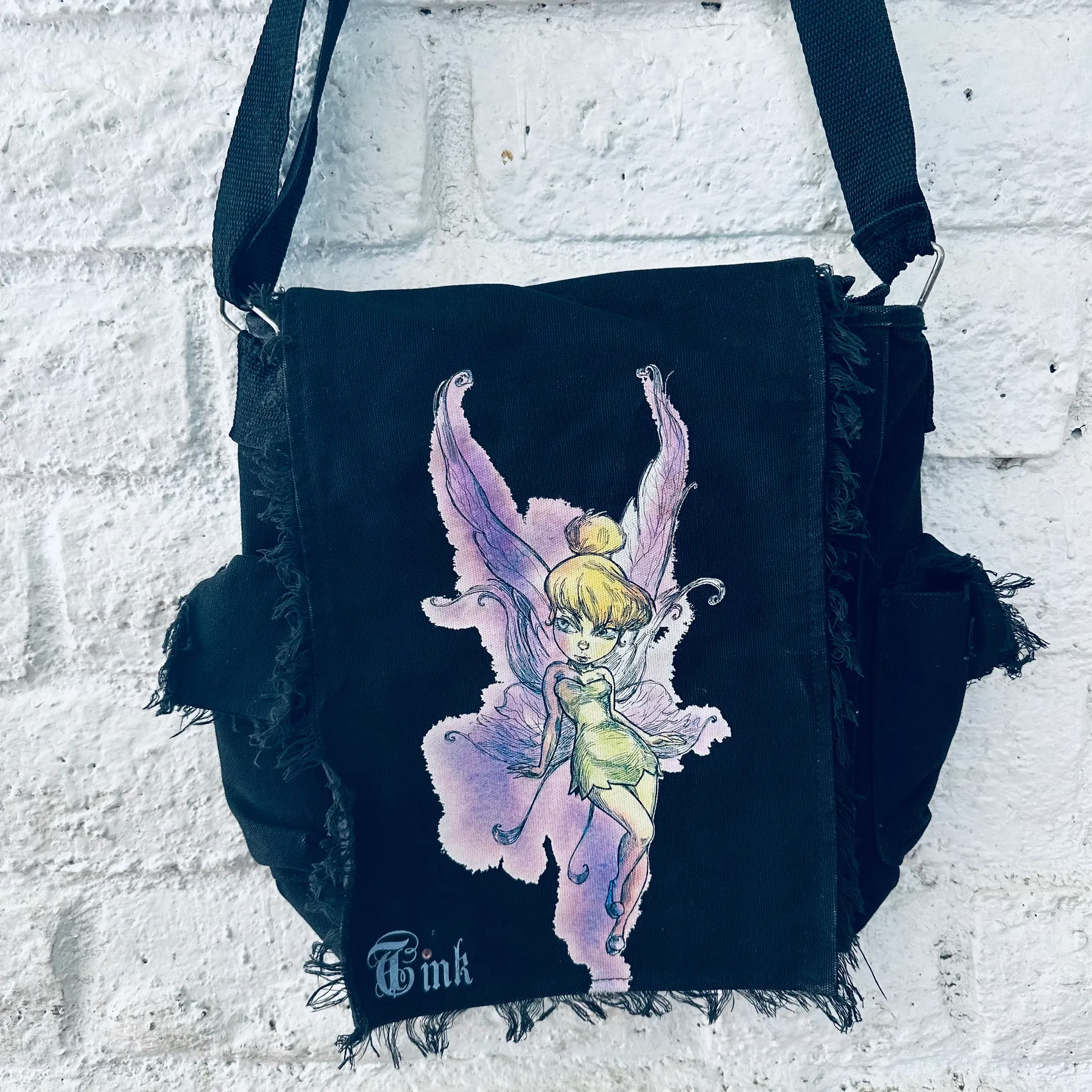 Disney Tinkerbell Large Tote Bag Crossbody Shoulder Bag black - Image 10