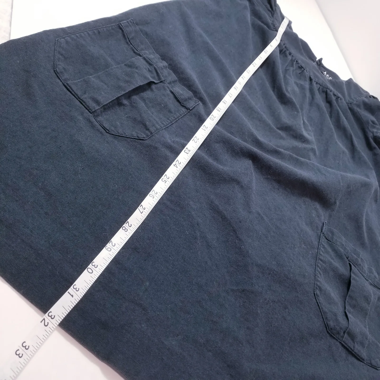 A.P.C 100% Cotton Navy Blue Short Sleeves Dress Round Neckline Front Pockets Size XS - Image 9