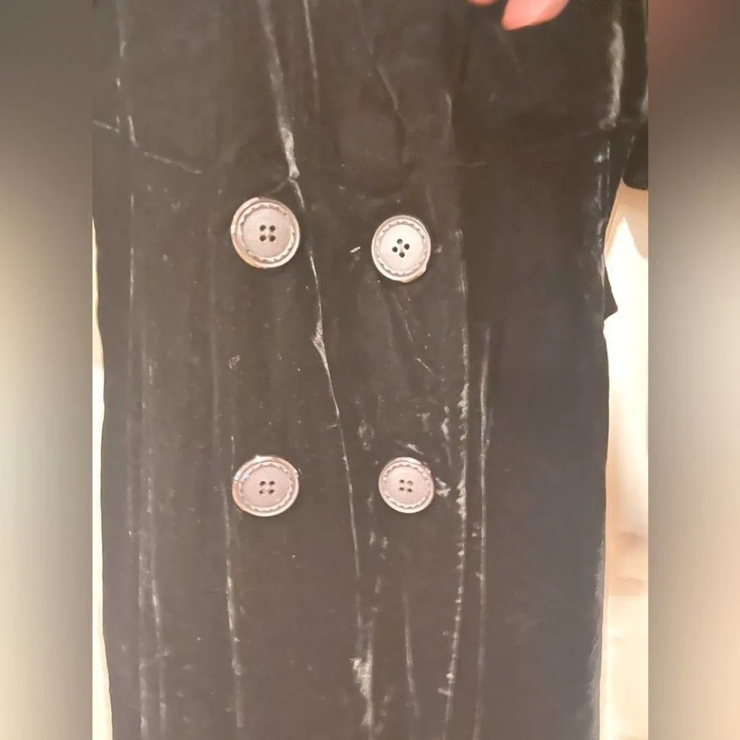 Vintage Full Length Black Velvet Long Coat size 00-0 - Image 3