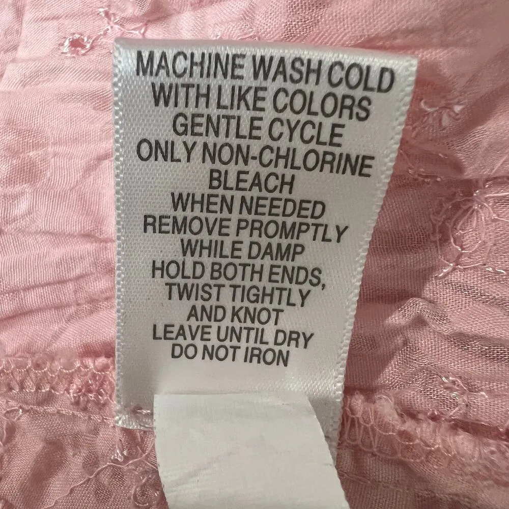 Apt.9 Embroidered Eyelet Soft Girl Fairy Prairie Cottage Pink Top Womens Medium - Image 12