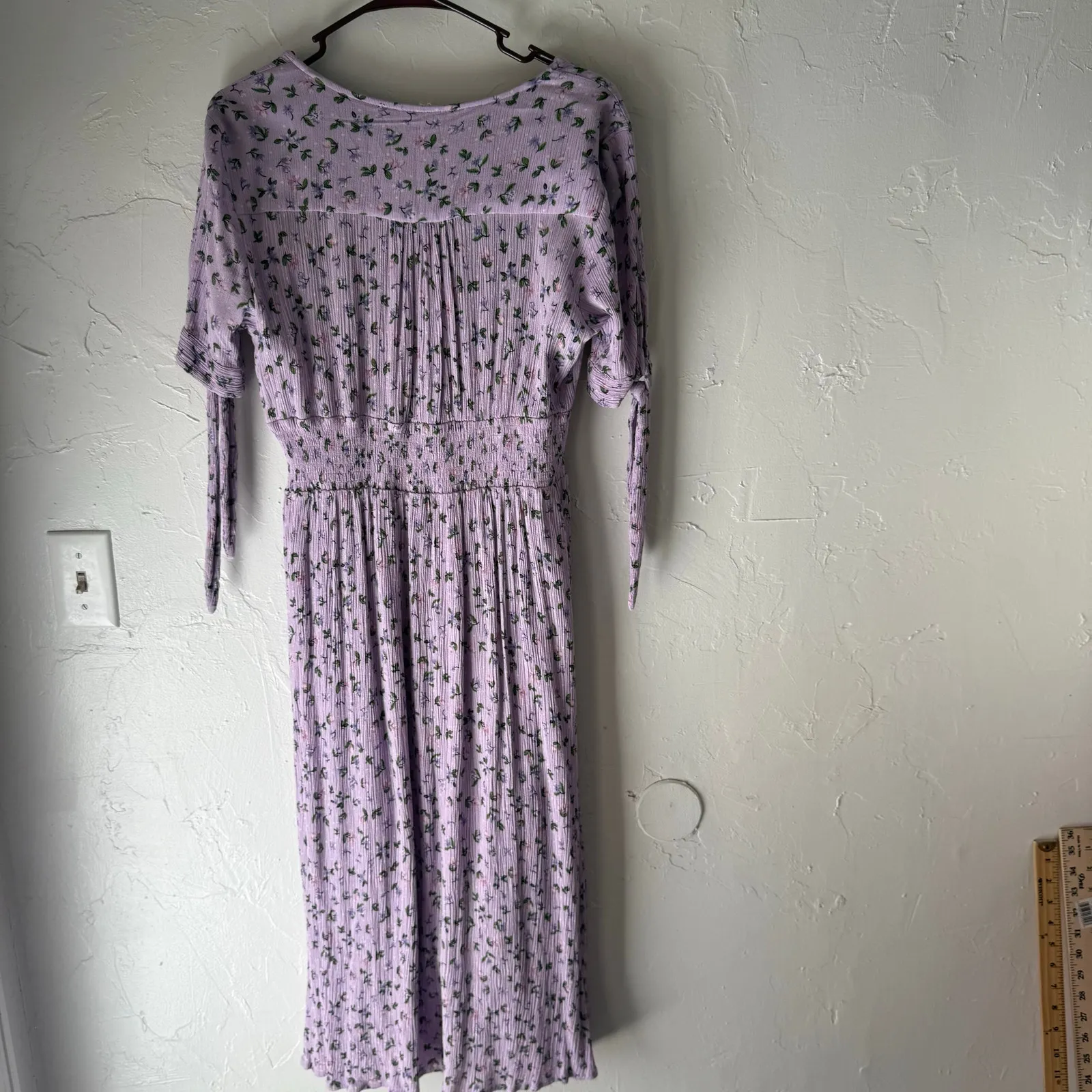 Reborn J Size Large Purple Floral Cottage Smocked‎ Babydoll Milkmaid Midi Dress - Image 4