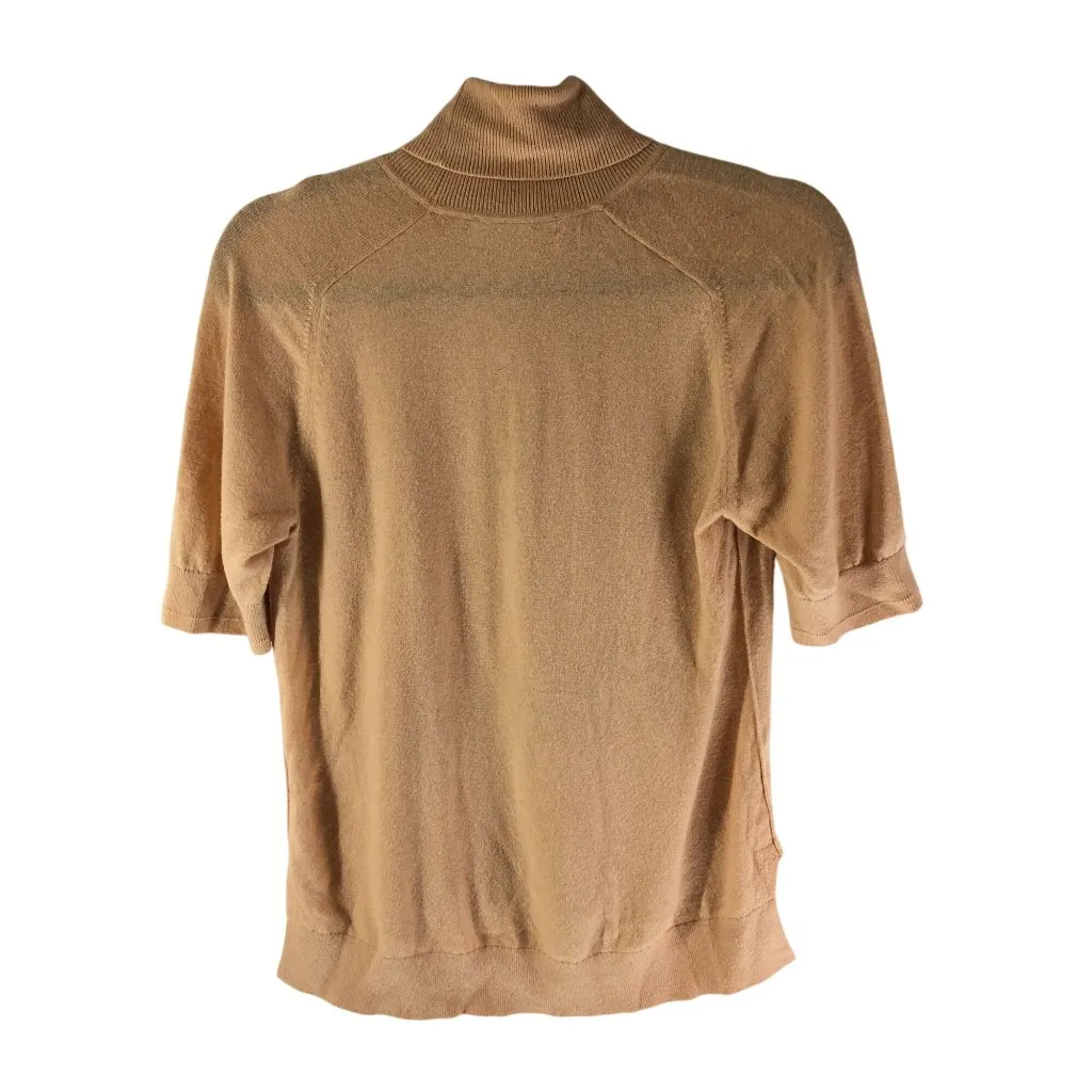 Everlane Womens Turtleneck Short Sleeve Sweater In Wool Cotton Blend Beige S - Image 2