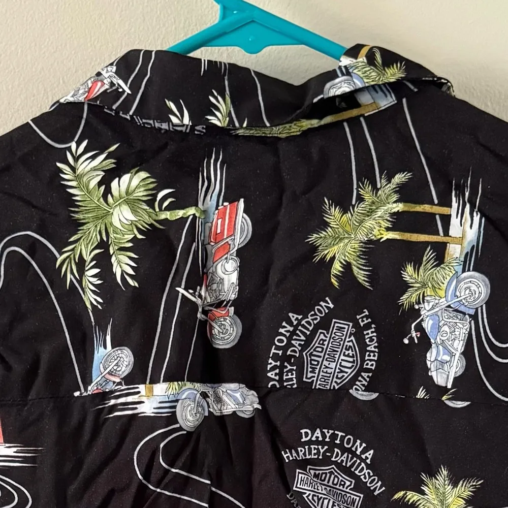 🌴Harley Davidson, Daytona Beach, FL Button Up Sleeveless Top🌴 ~med Black - Image 4